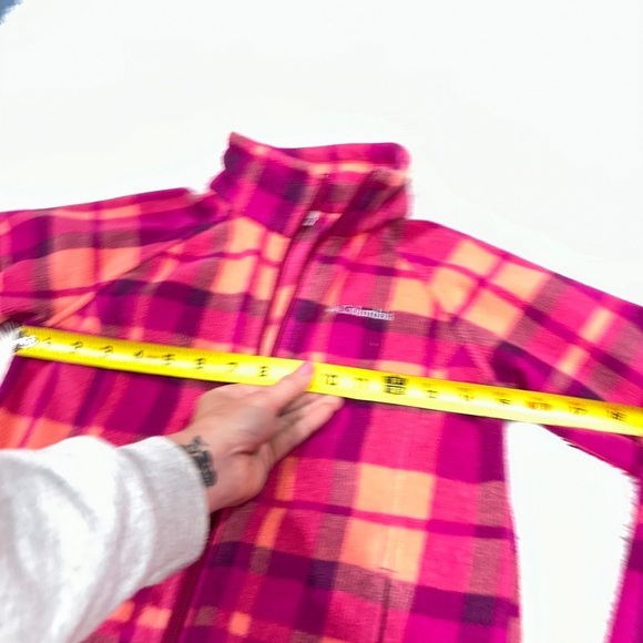 Columbia Girls Benton Springs™ Fleece jacket Pink & Orange plaid medium 10/12 - Picture 5 of 11